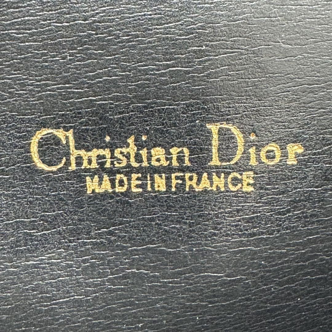 Christian Dior Shoulder Bag Purse CD Leather Black Authentic