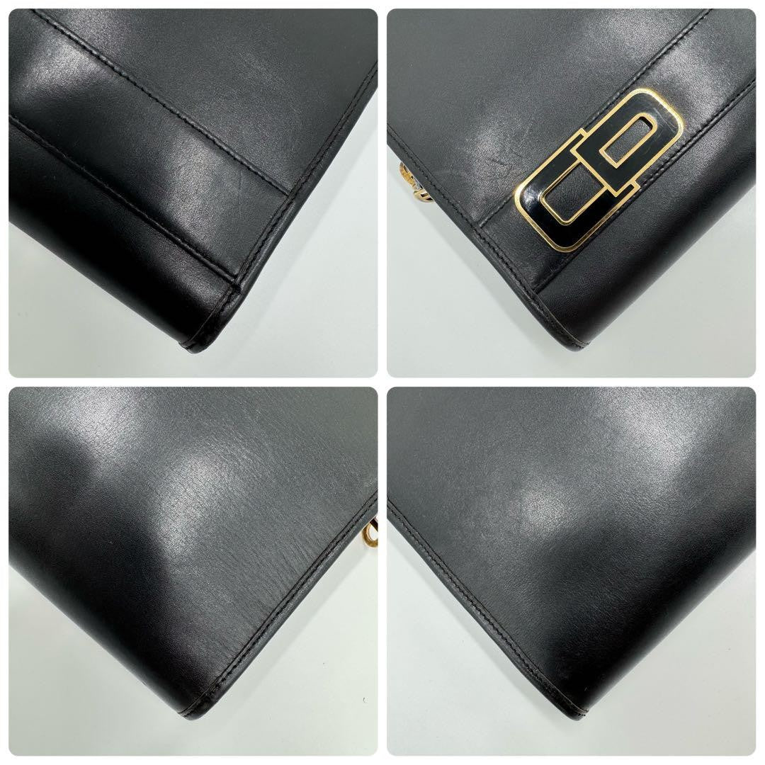 Christian Dior Shoulder Bag Purse CD Leather Black Authentic