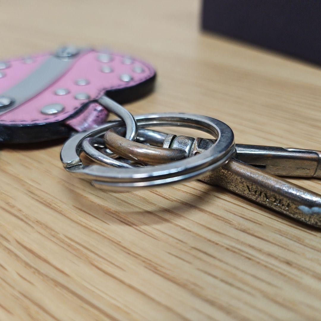 PRADA Key Ring Keychain Bag Charm Heart Pink Authentic