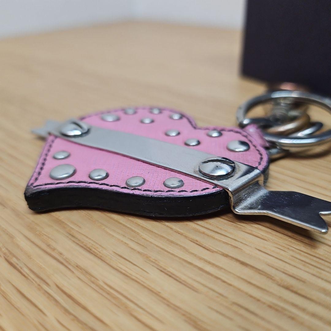 PRADA Key Ring Keychain Bag Charm Heart Pink Authentic