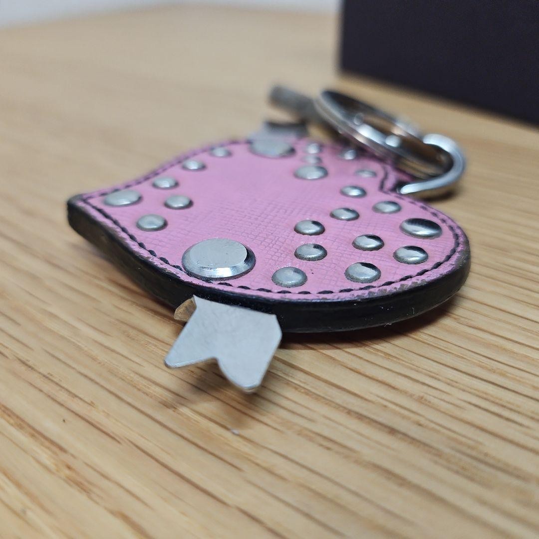 PRADA Key Ring Keychain Bag Charm Heart Pink Authentic