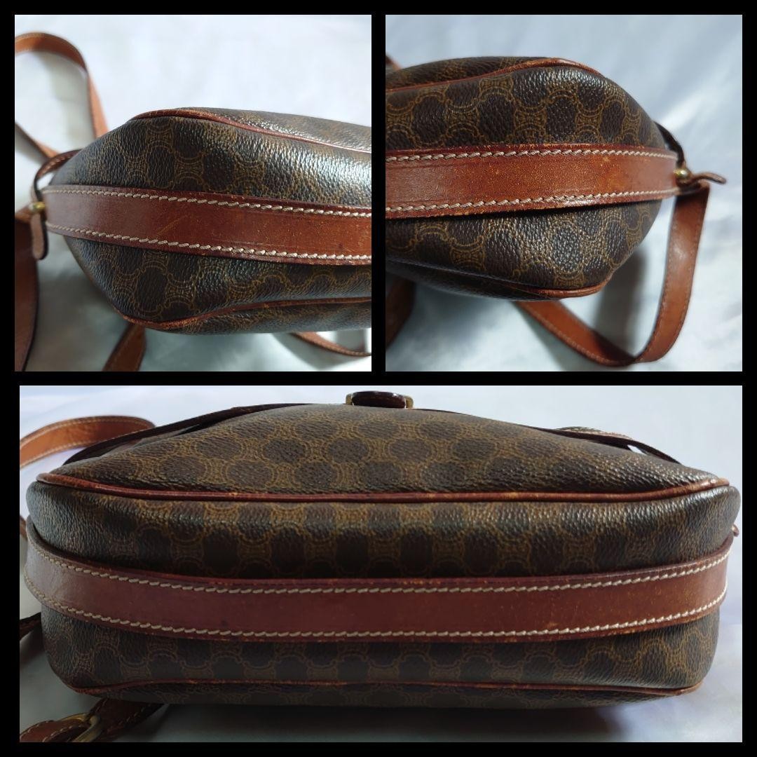 CELINE shoulder bag Purse Macadam Brown Used Authentic Women's