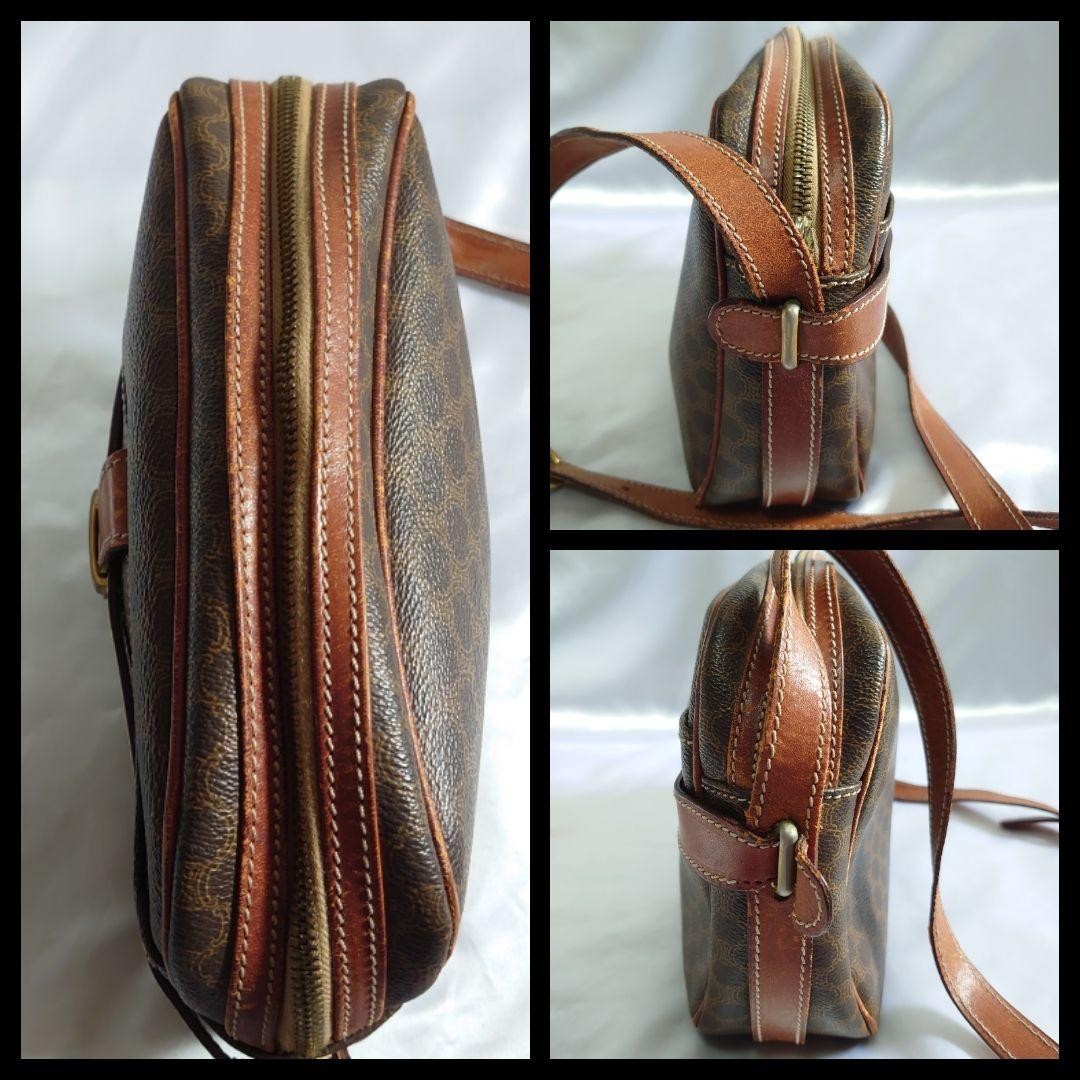 CELINE shoulder bag Purse Macadam Brown Used Authentic Women's
