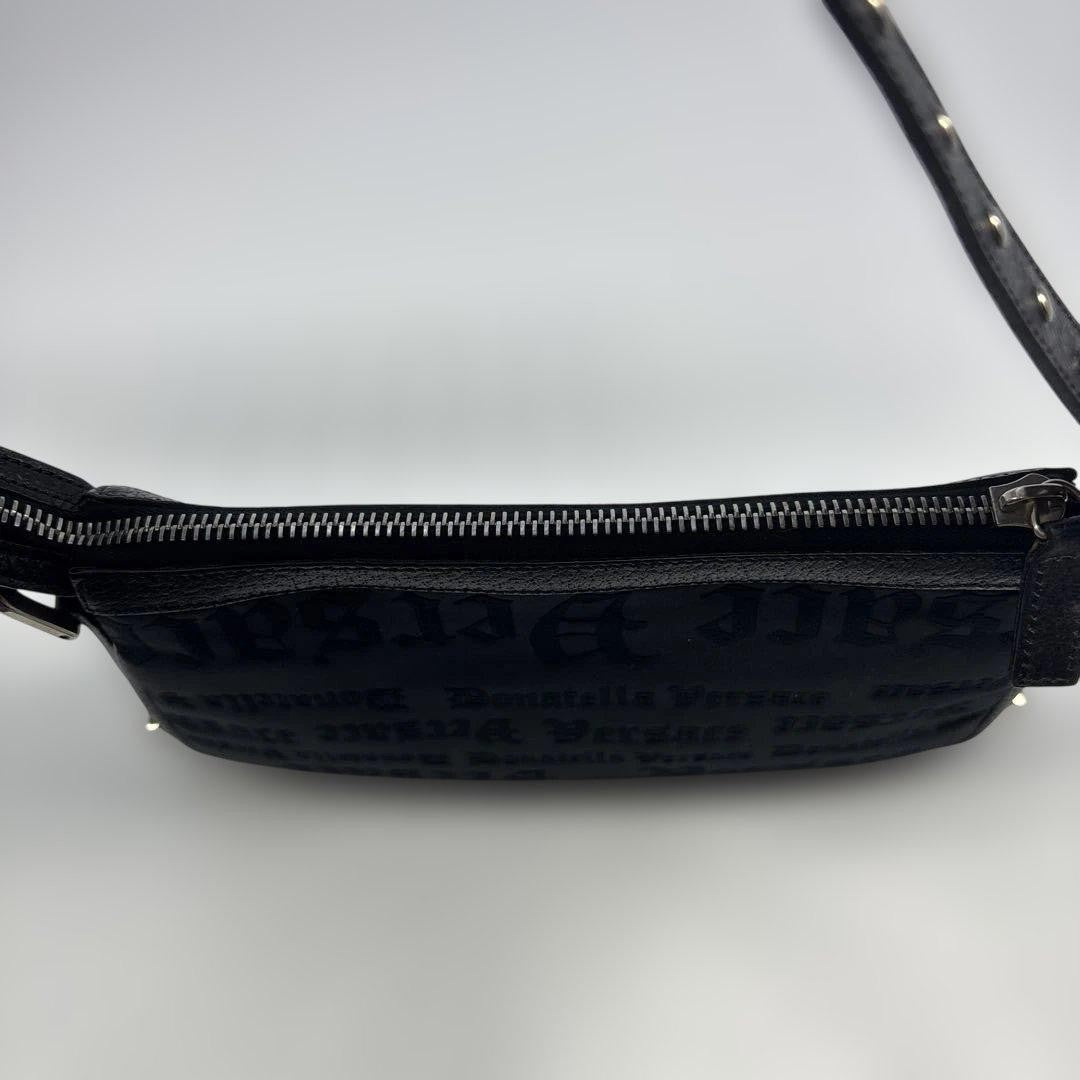 VERSACE Shoulder Bag Purse Leather Black Authentic