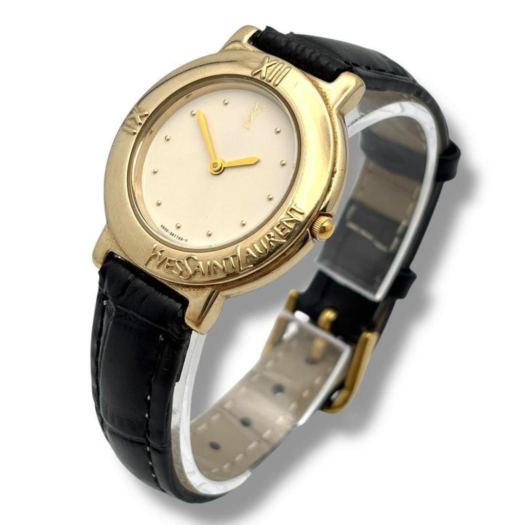 Saint Laurent Quartz Watch Wristwatch YSL Cassandra Gold Women's Auth