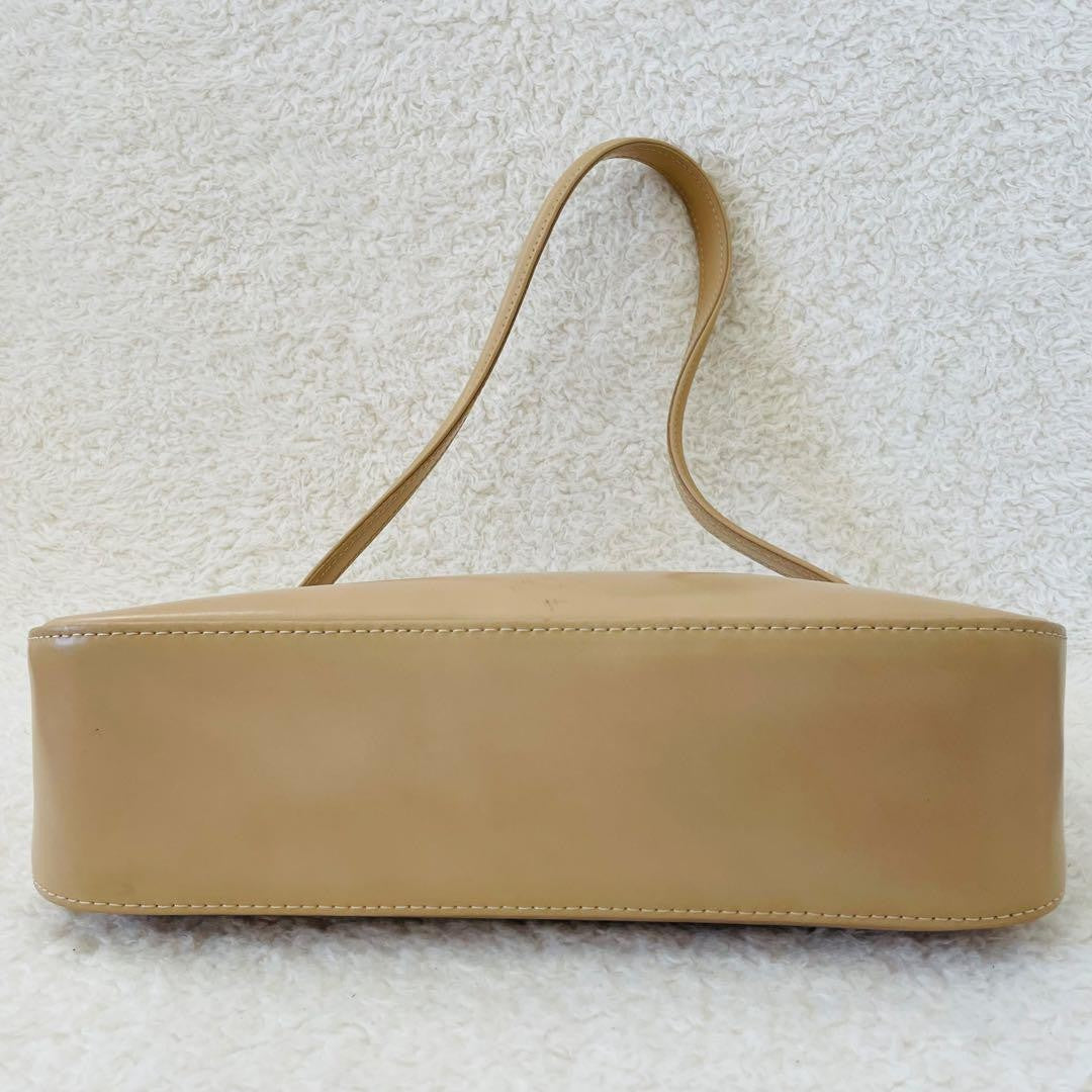 Longchamp Shoulder Bag Purse Leather Beige Authentic