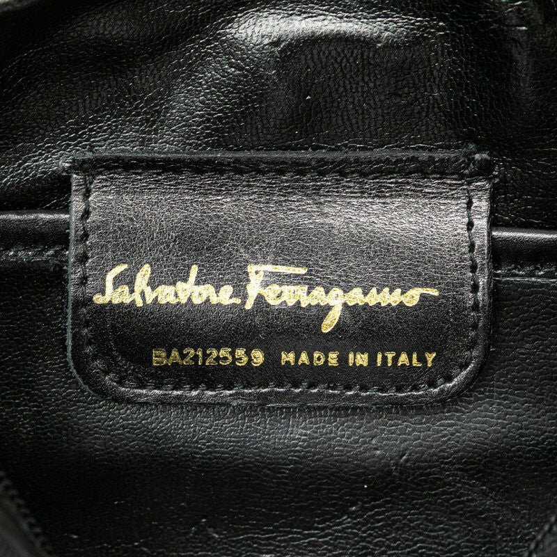 Salvatore Ferragamo Shoulder Bag Purse Leather Black Authentic