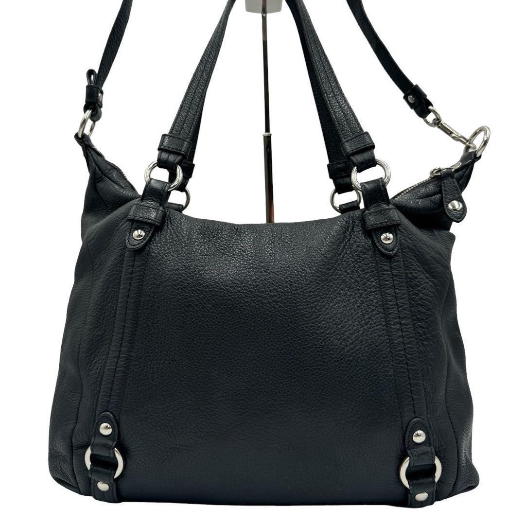 COACH Shoulder Bag Purse Leather Black Authentic