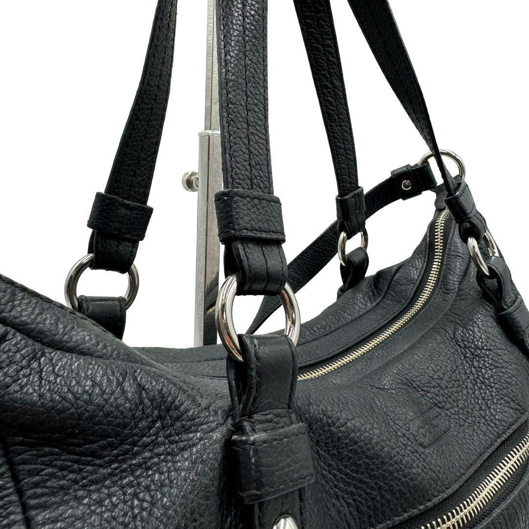 COACH Shoulder Bag Purse Leather Black Authentic