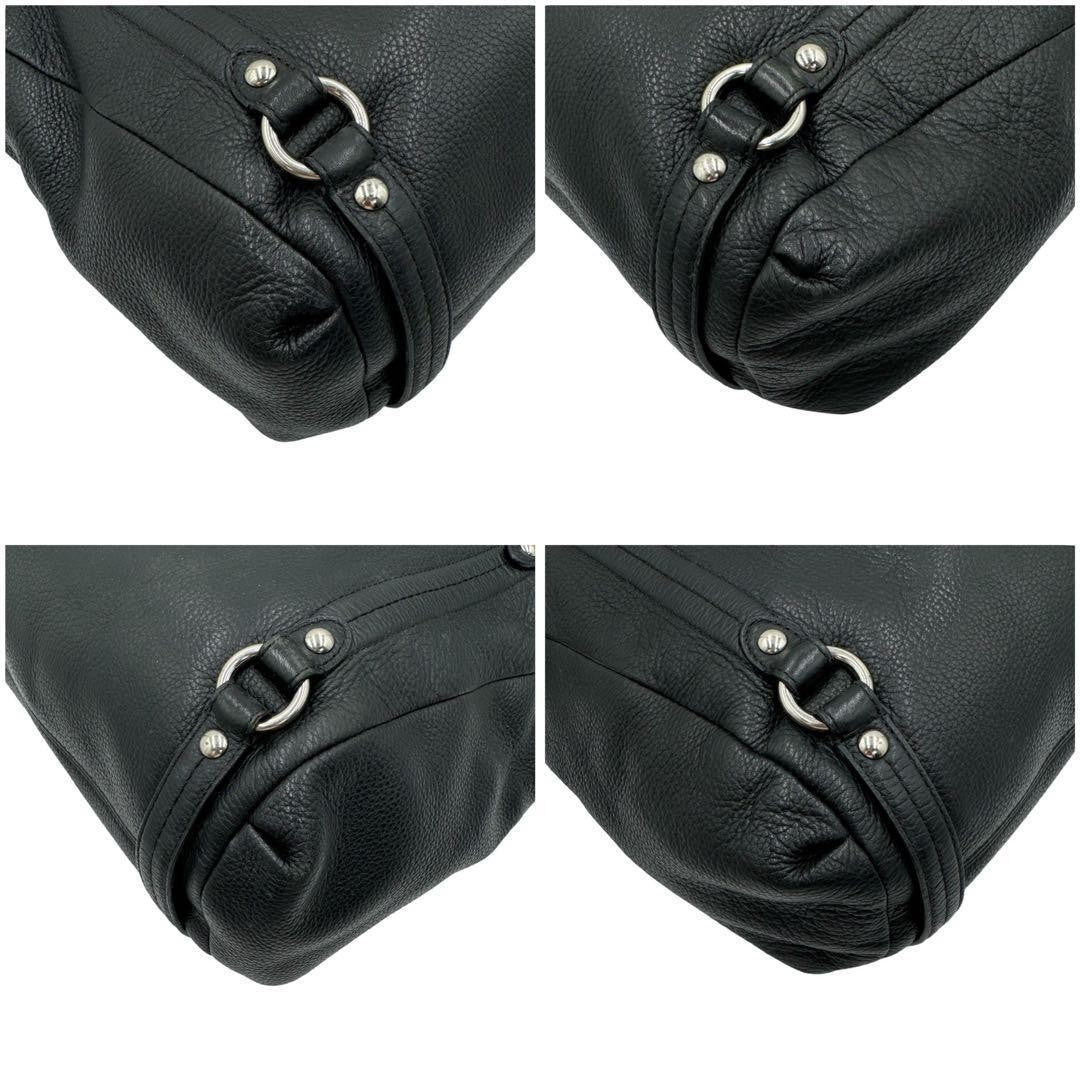 COACH Shoulder Bag Purse Leather Black Authentic