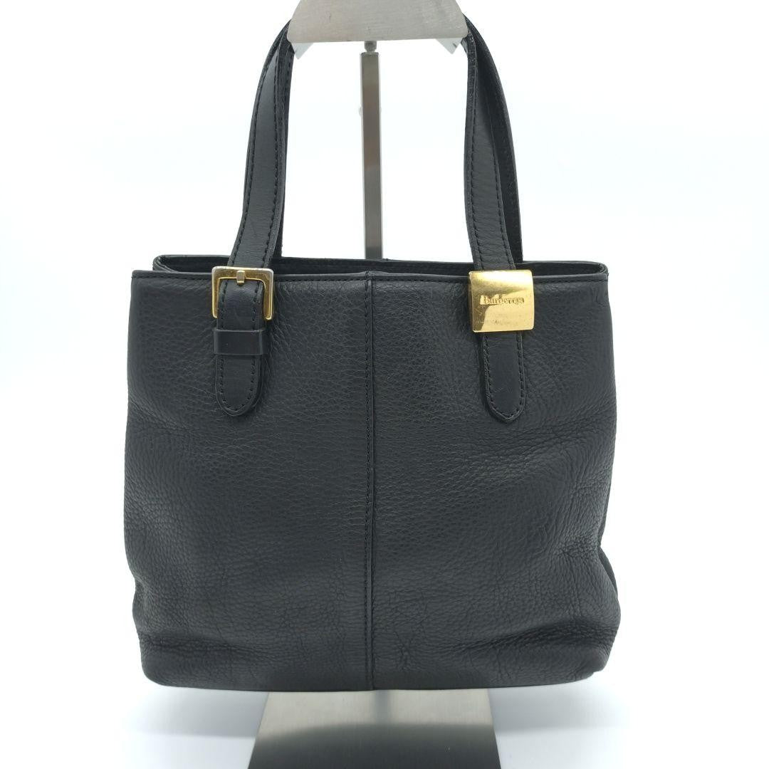 BURBERRY Hand Bag Tote Purse Nova Check Leather Black Authentic