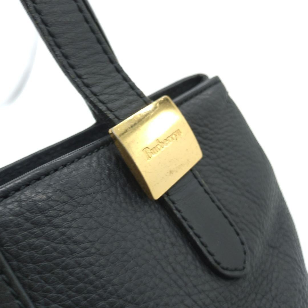 BURBERRY Hand Bag Tote Purse Nova Check Leather Black Authentic