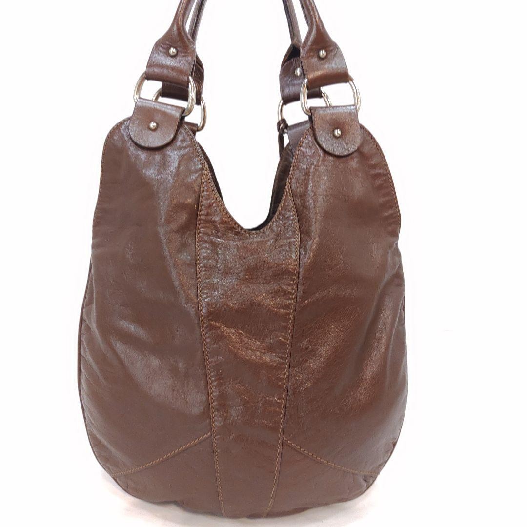 FENDI Shoulder Bag Purse FF Leather Brown Authentic