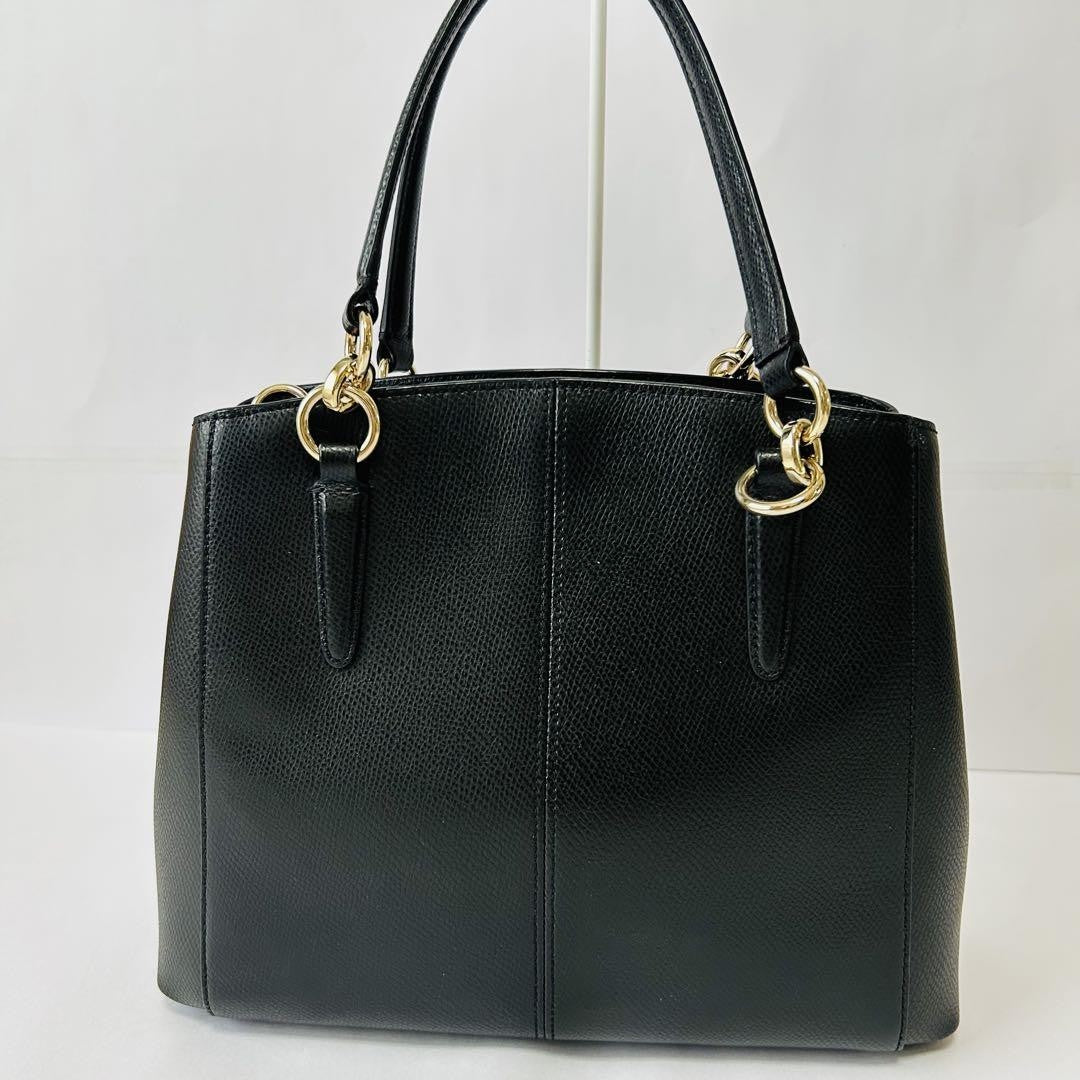 COACH Hand Shoulder Bag Tote Purse 2way Leather Black Authentic