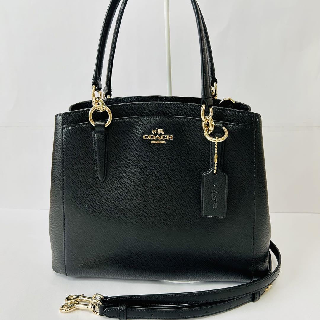 COACH Hand Shoulder Bag Tote Purse 2way Leather Black Authentic