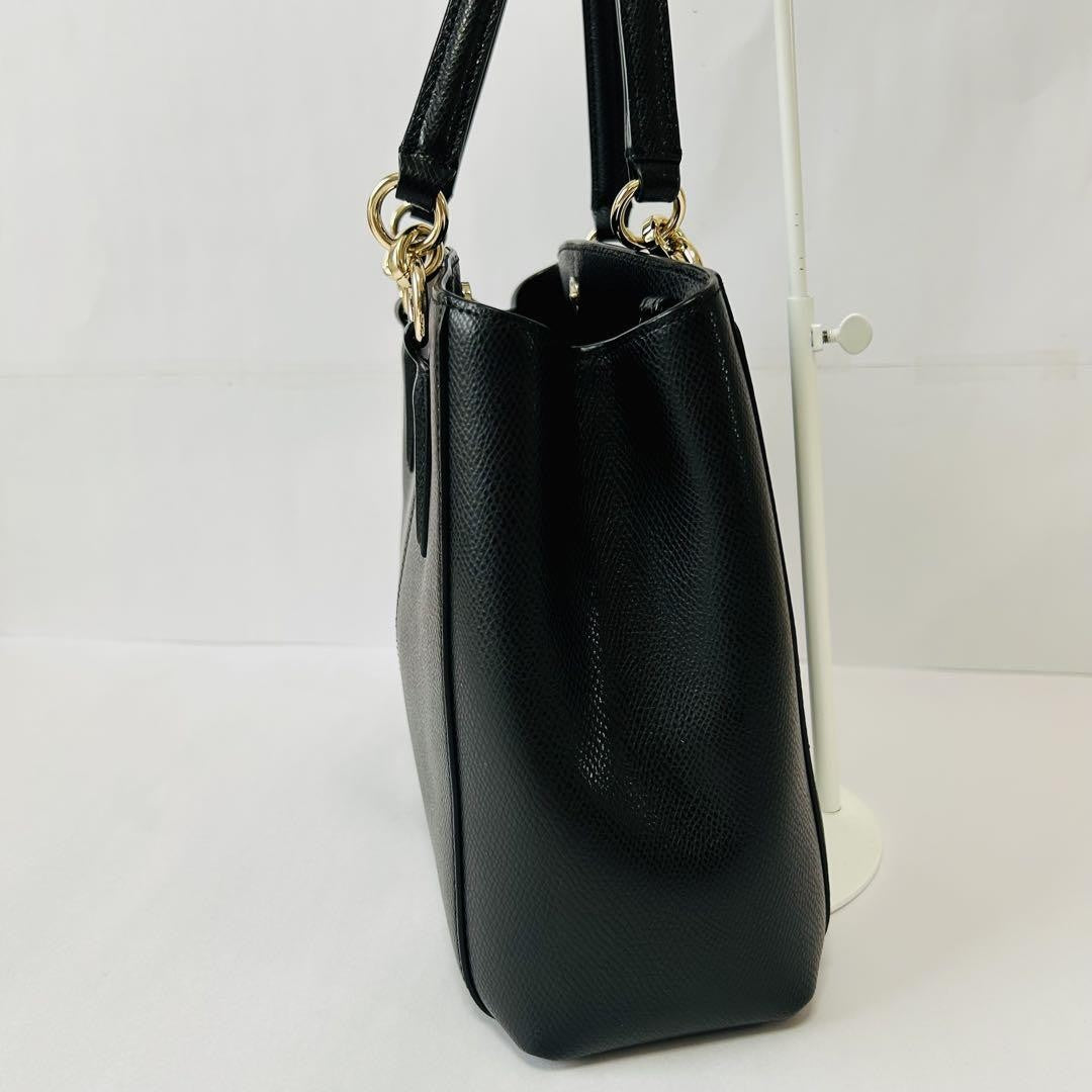 COACH Hand Shoulder Bag Tote Purse 2way Leather Black Authentic