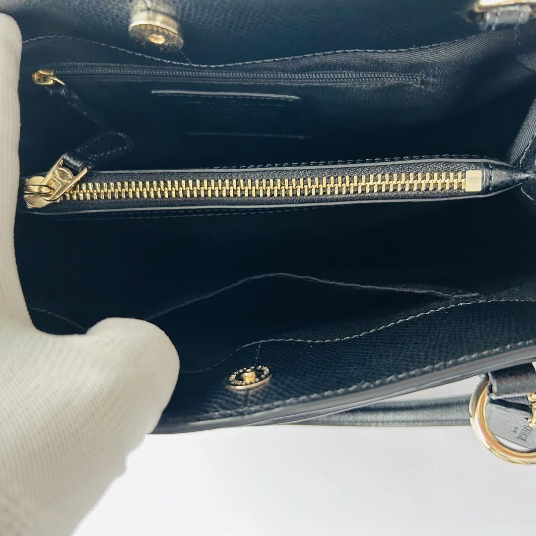 COACH Hand Shoulder Bag Tote Purse 2way Leather Black Authentic