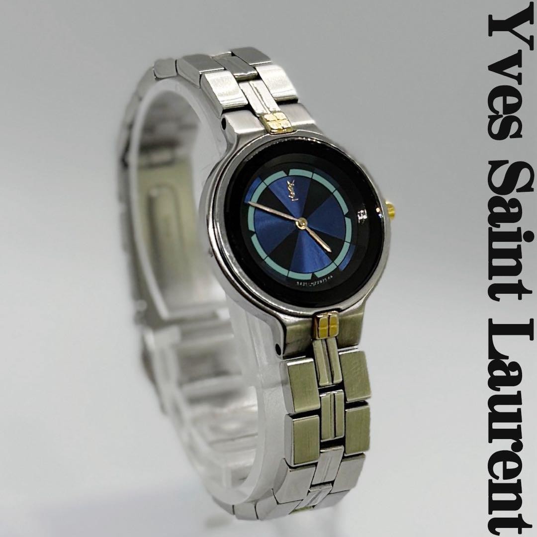 Saint Laurent Quartz Watch Wristwatch YSL Cassandra Gold Silver Women's Auth