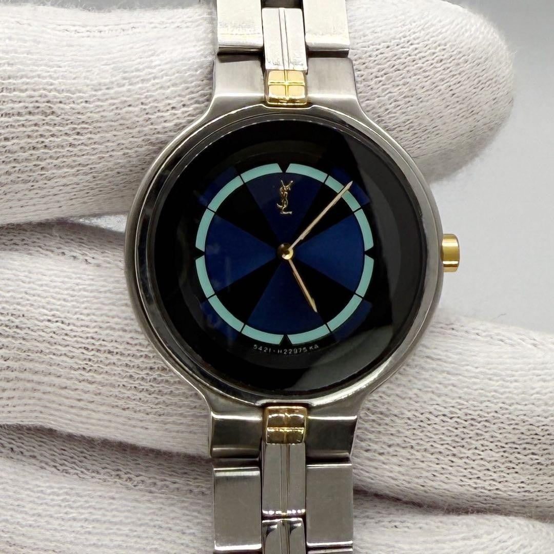Saint Laurent Quartz Watch Wristwatch YSL Cassandra Gold Silver Women's Auth