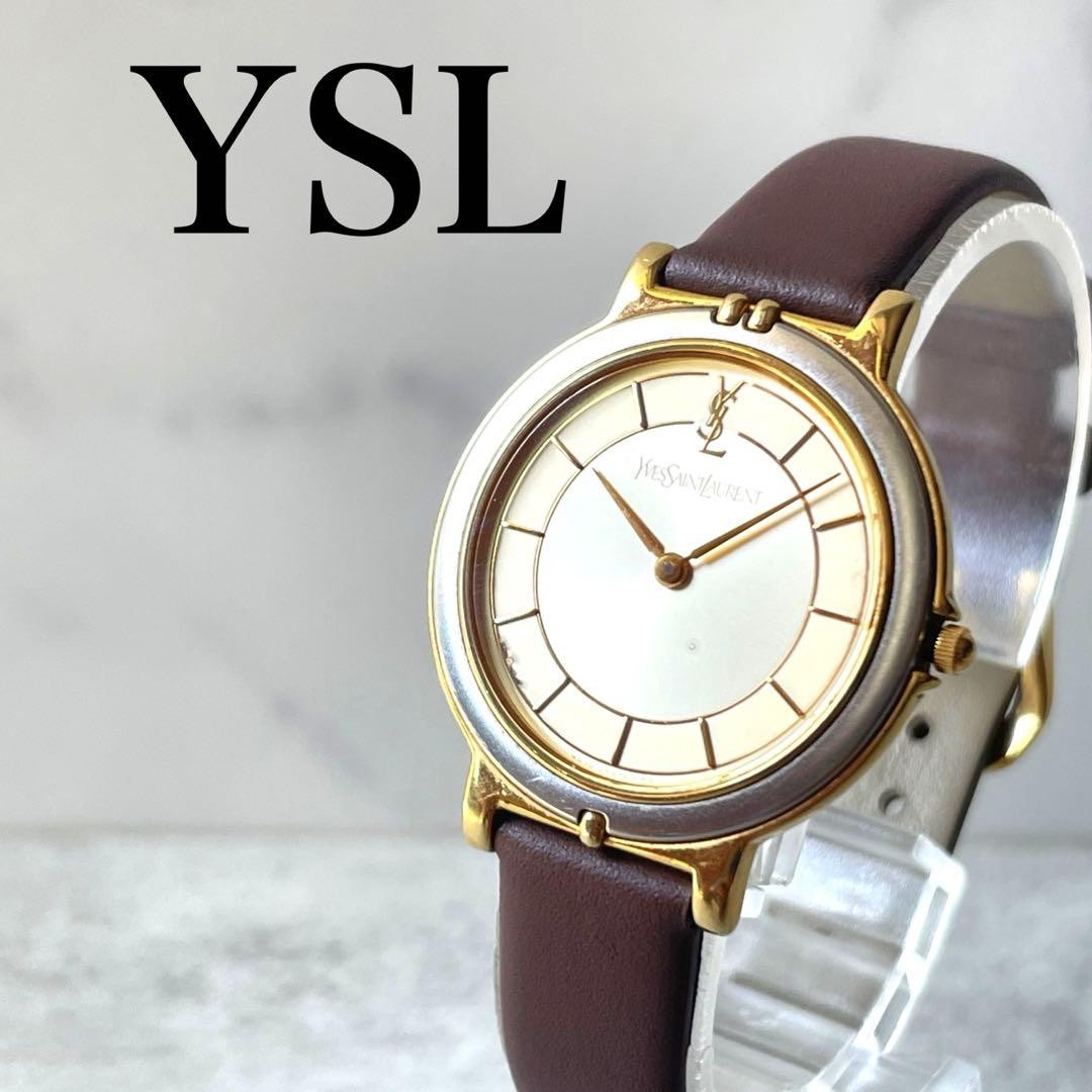 Saint Laurent Quartz Watch Wristwatch YSL Cassandra Gold Silver Women's Auth