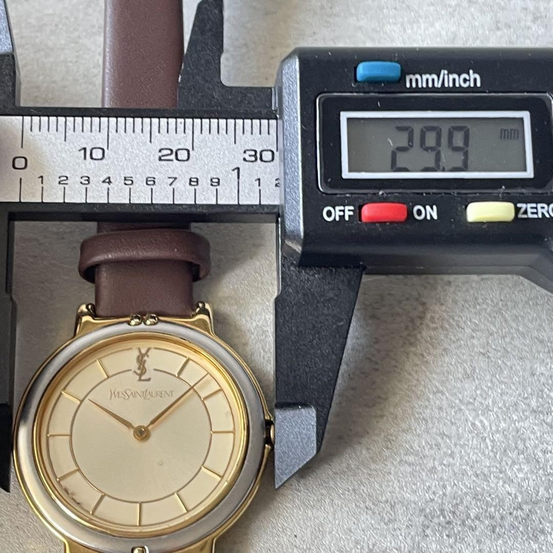 Saint Laurent Quartz Watch Wristwatch YSL Cassandra Gold Silver Women's Auth