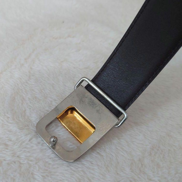 Christian Dior Men's Belt Logo Leather Black Brown Authentic
