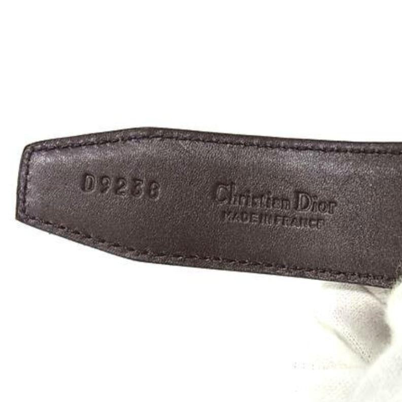 Christian Dior Men's Belt Logo Leather Black Brown Authentic