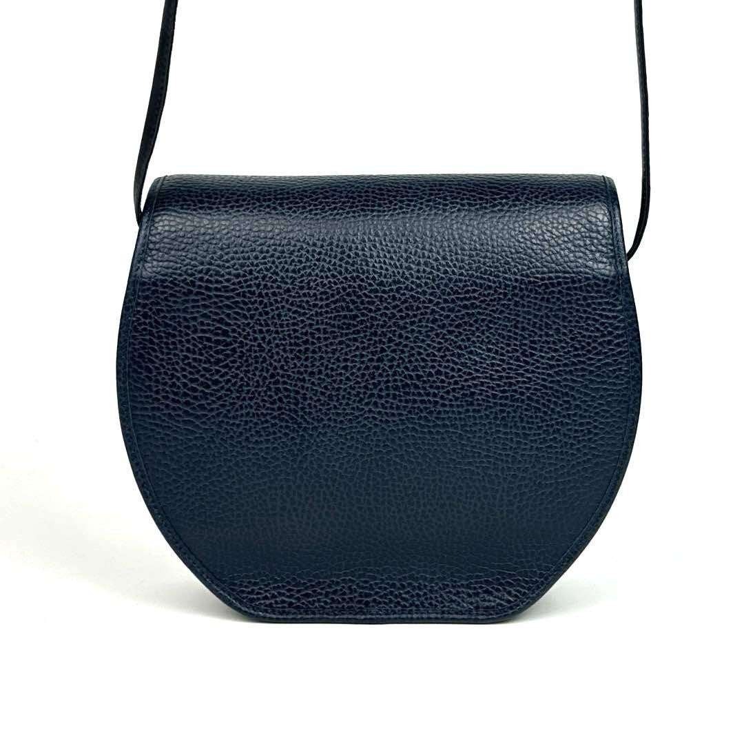 Christian Dior Shoulder Bag Purse CD Leather Navy Authentic