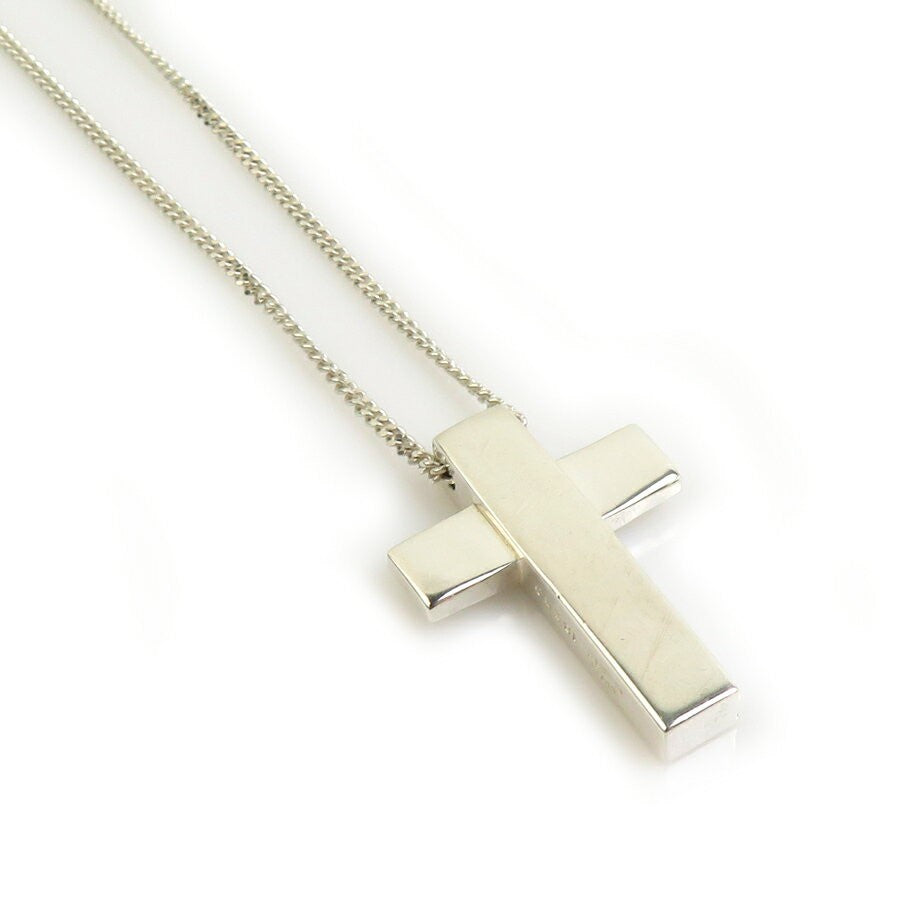 GUCCI Necklace Pendant Cross Silver 925 Unisex Accessory Authentic