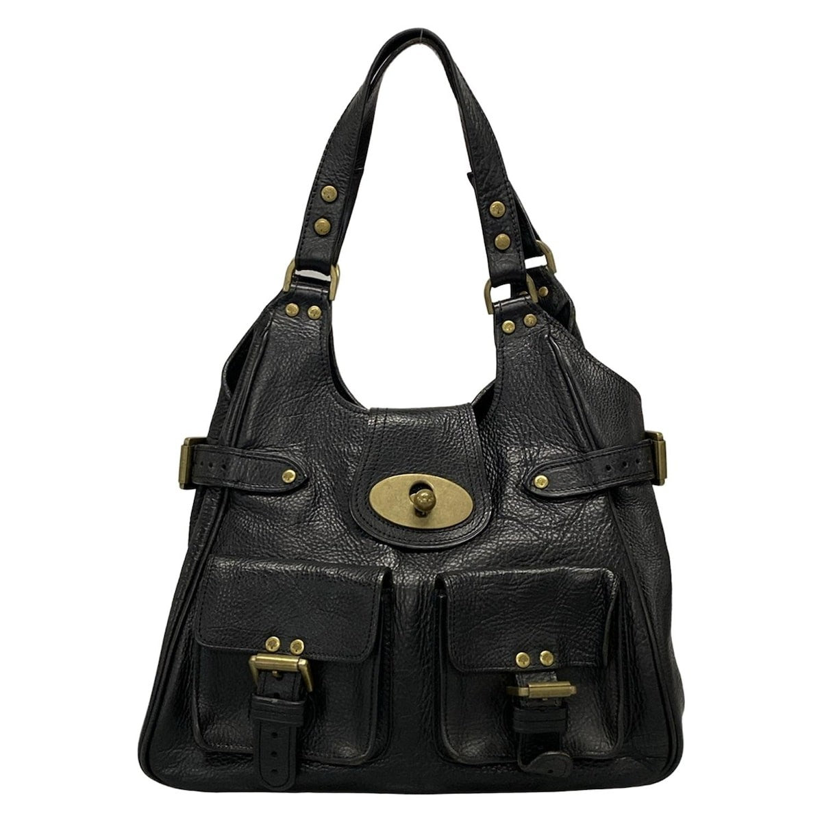 MULBERRY Hand Bag Tote Purse Leather Black Authentic