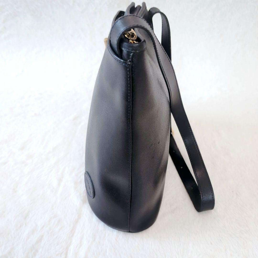 Longchamp Hand Shoulder Bag Tote Purse Leather Black Authentic