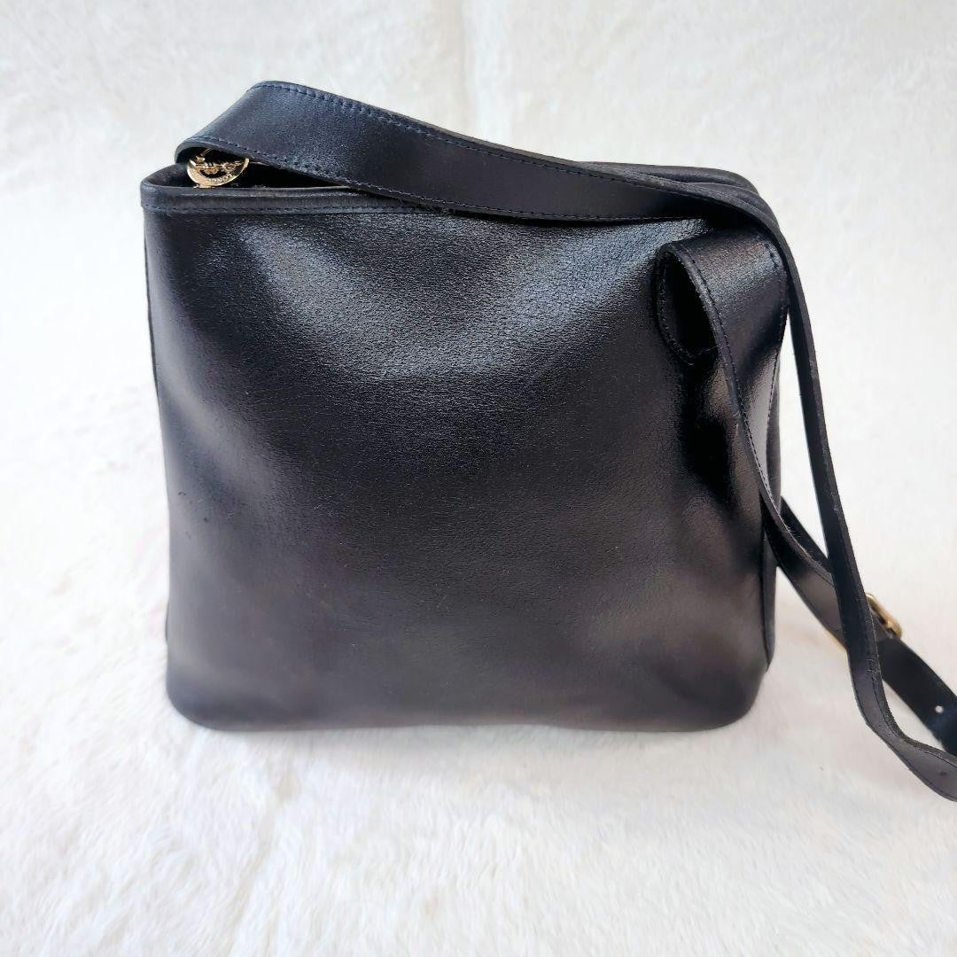 Longchamp Hand Shoulder Bag Tote Purse Leather Black Authentic