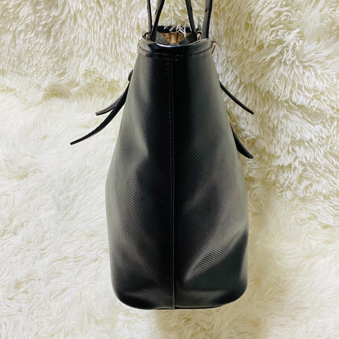 Longchamp Hand Bag Tote Purse Leather Black Authentic