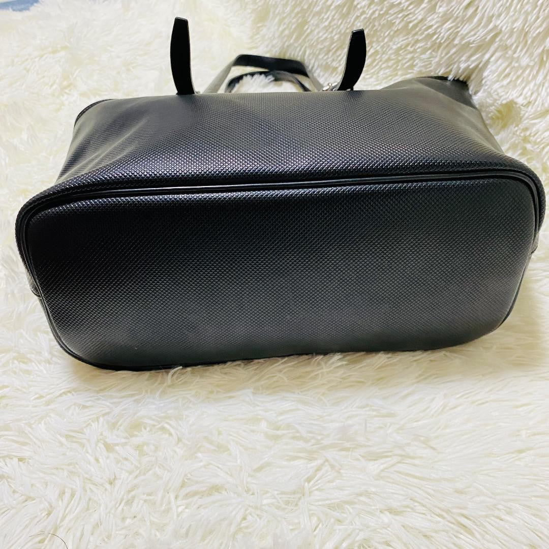 Longchamp Hand Bag Tote Purse Leather Black Authentic