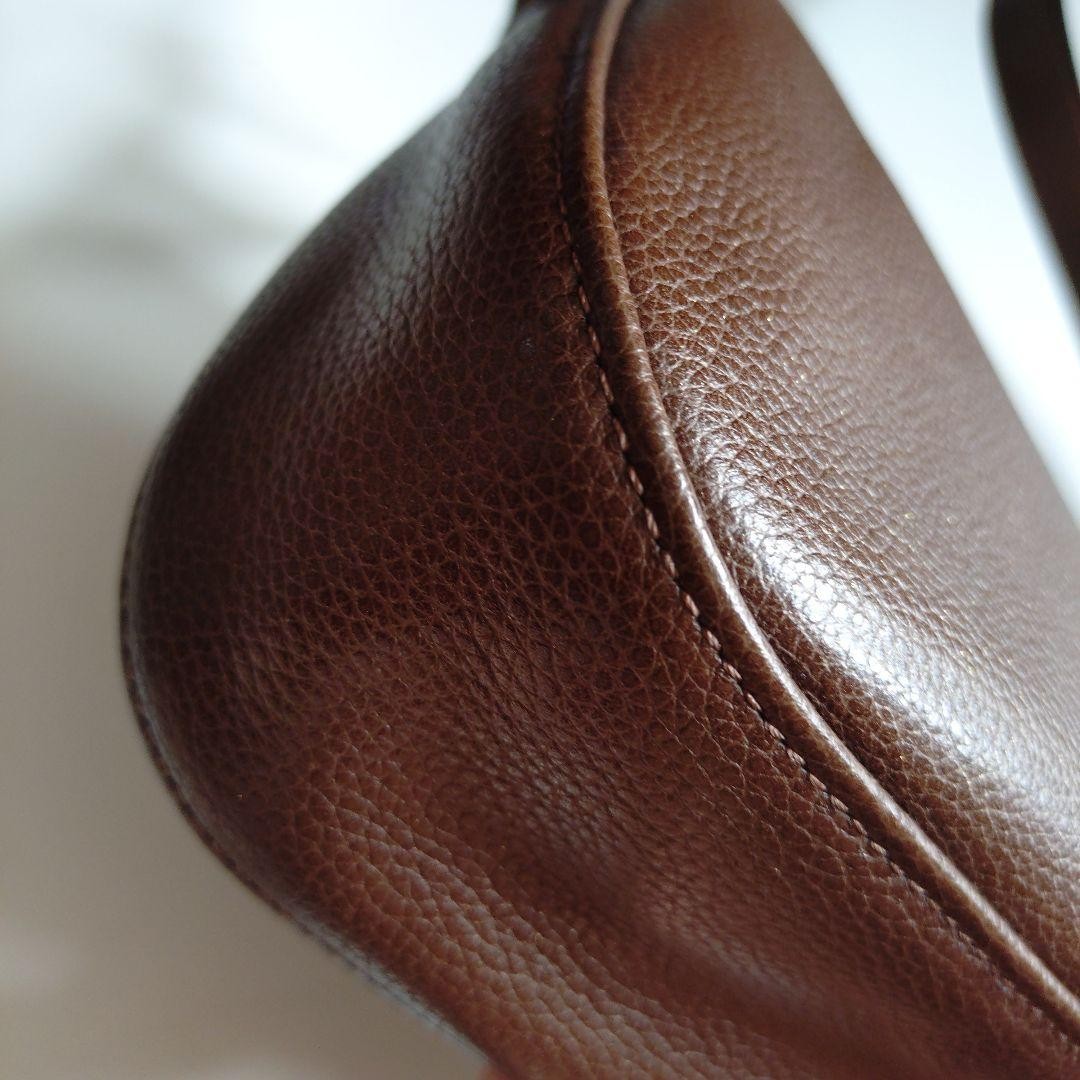 Longchamp Shoulder Bag Purse Logo Leather Brown Authentic