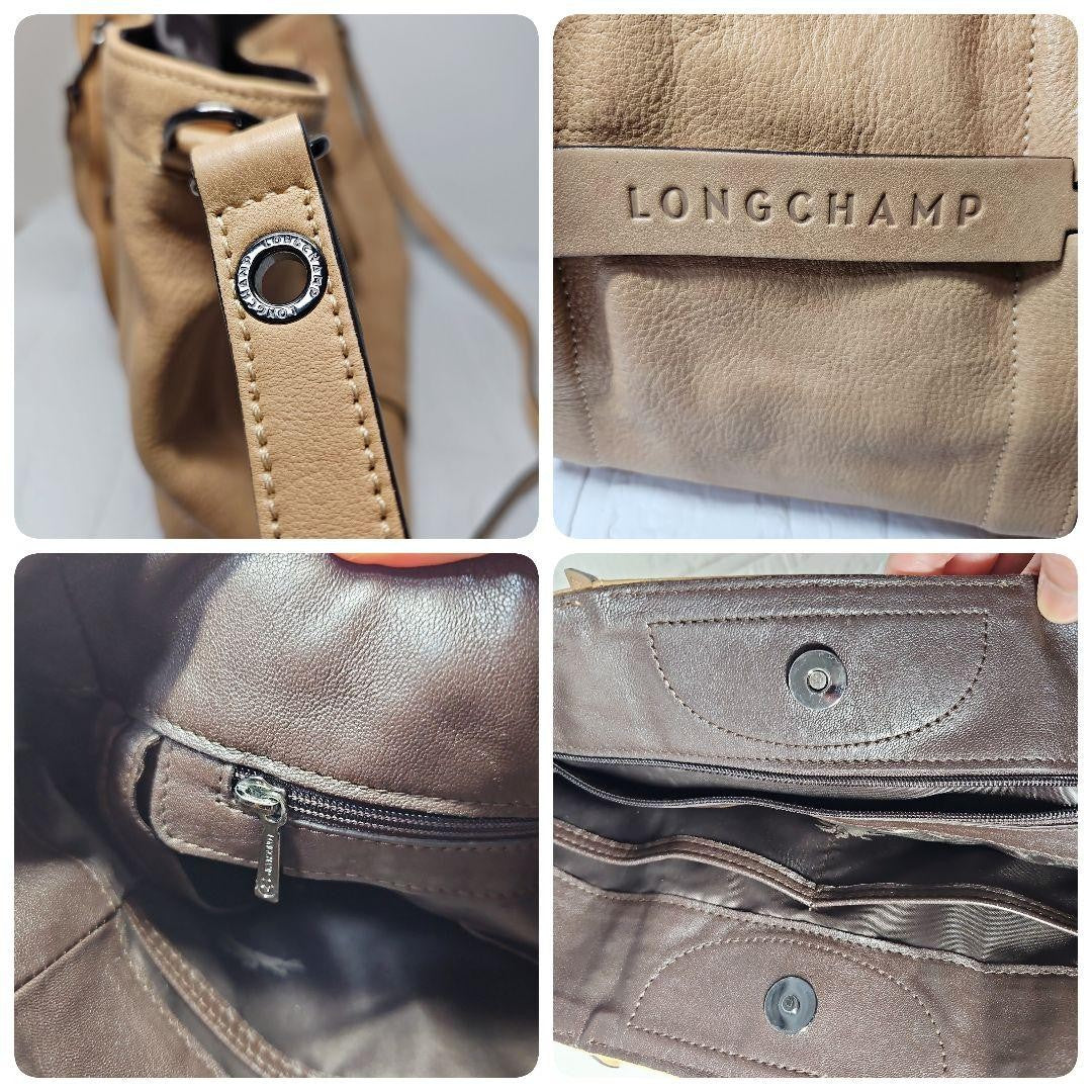 Longchamp Hand Shoulder Bag Tote Purse 2way Camel Authentic