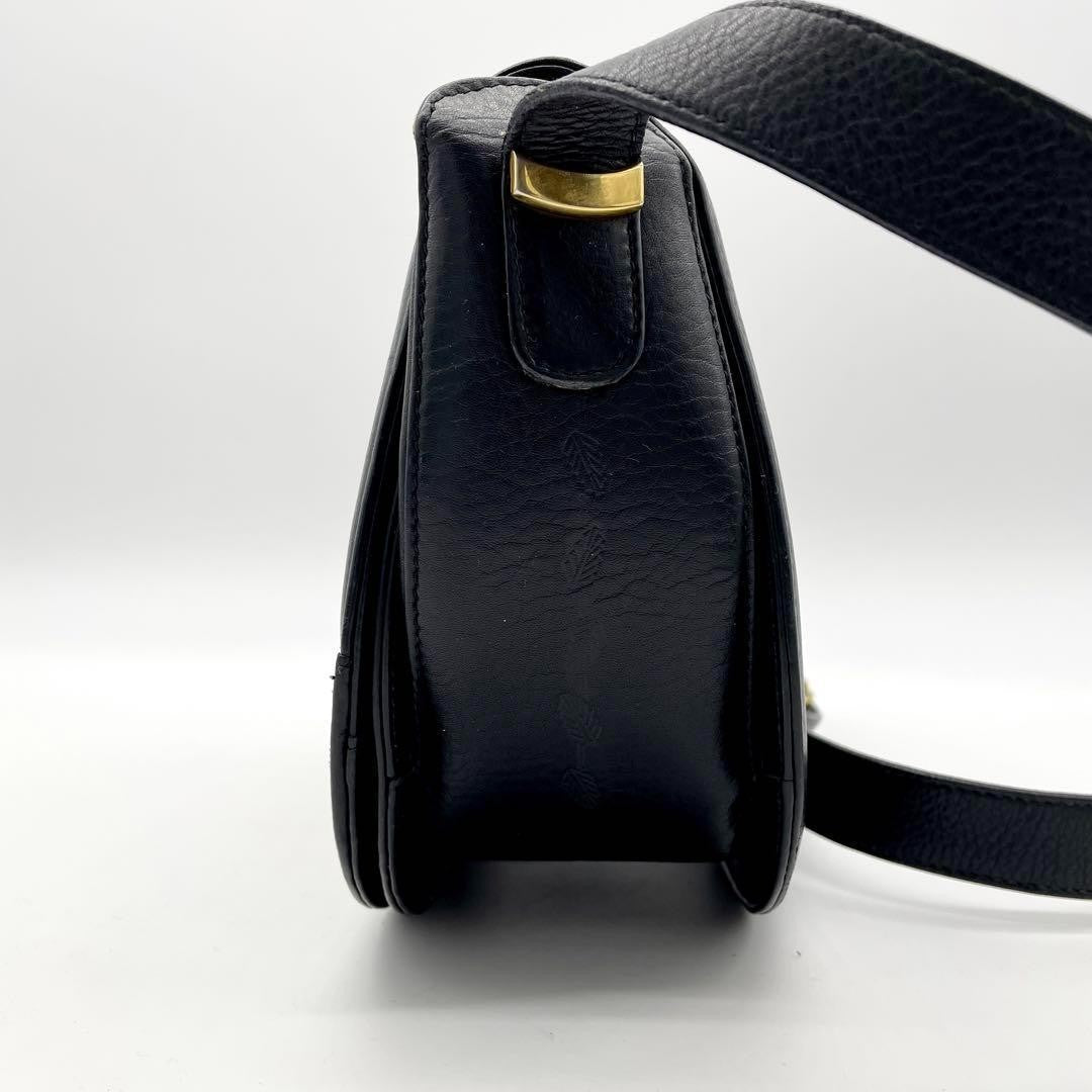 BURBERRYS Shoulder Bag Purse Nova Check Leather Black Authentic