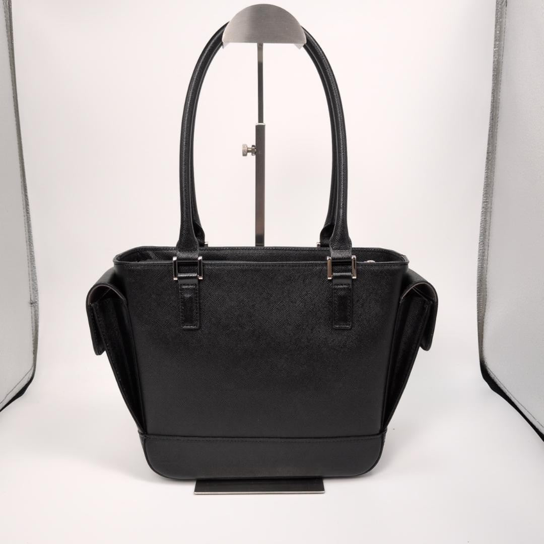 BURBERRY Hand Bag Tote Purse Nova Check Leather Black Authentic