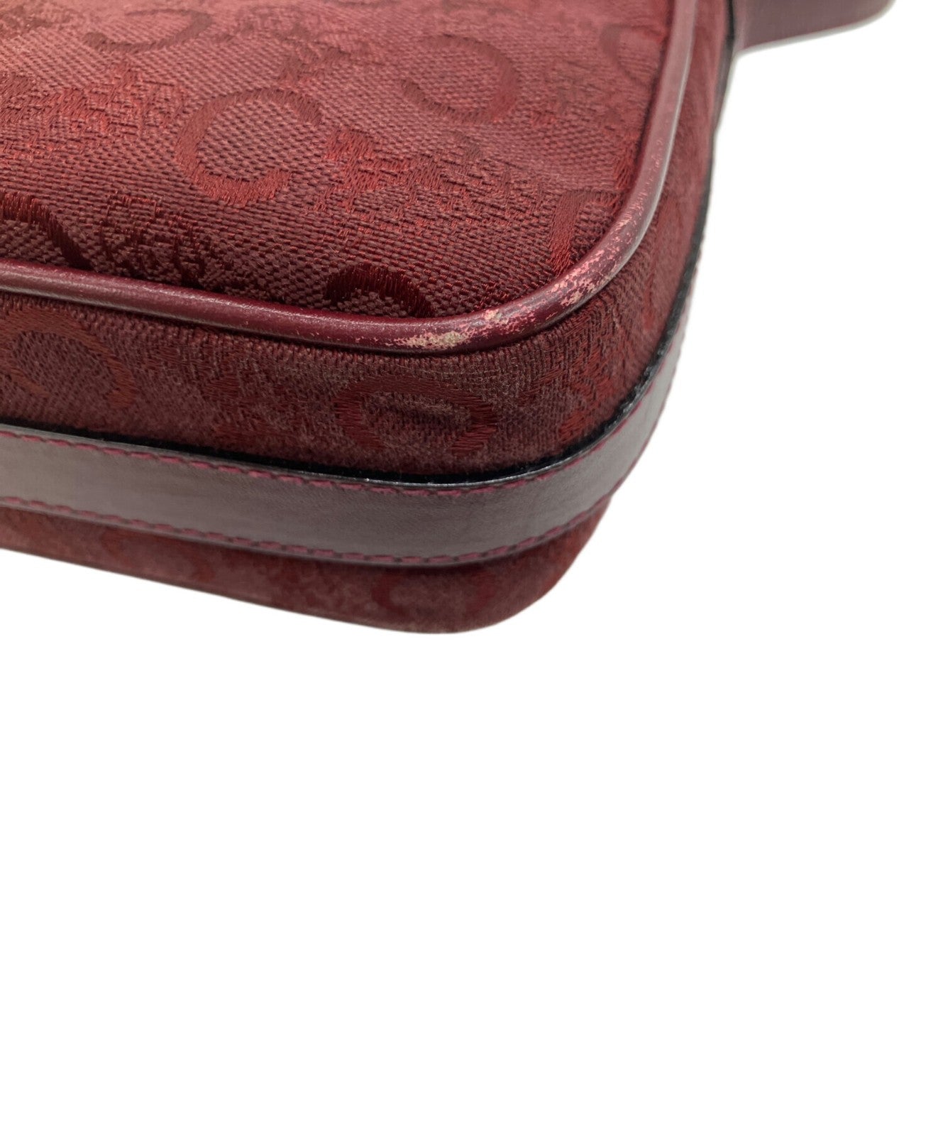OLD CELINE Shoulder Bag Purse C Macadam Burgundy Authentic