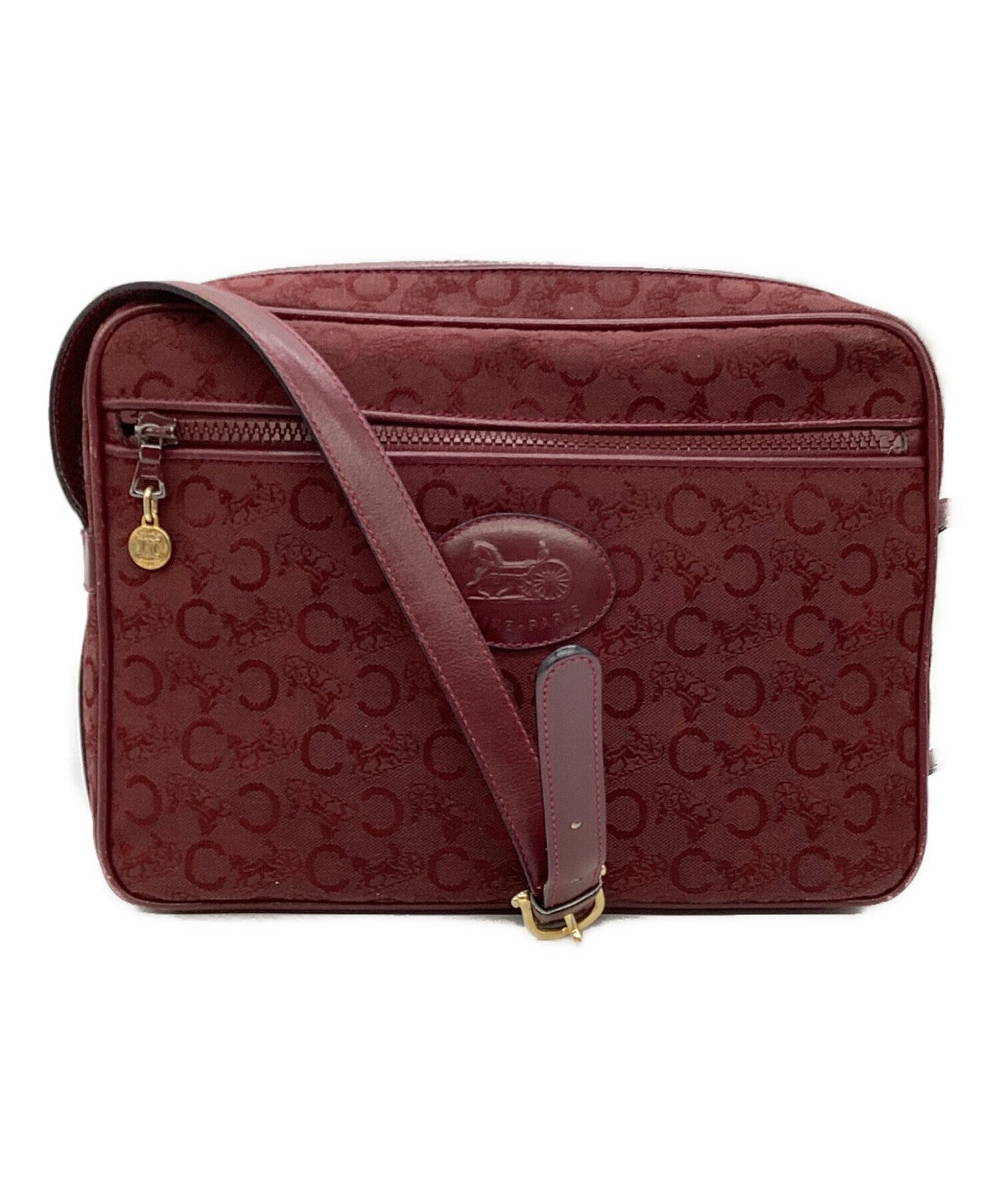 OLD CELINE Shoulder Bag Purse C Macadam Burgundy Authentic