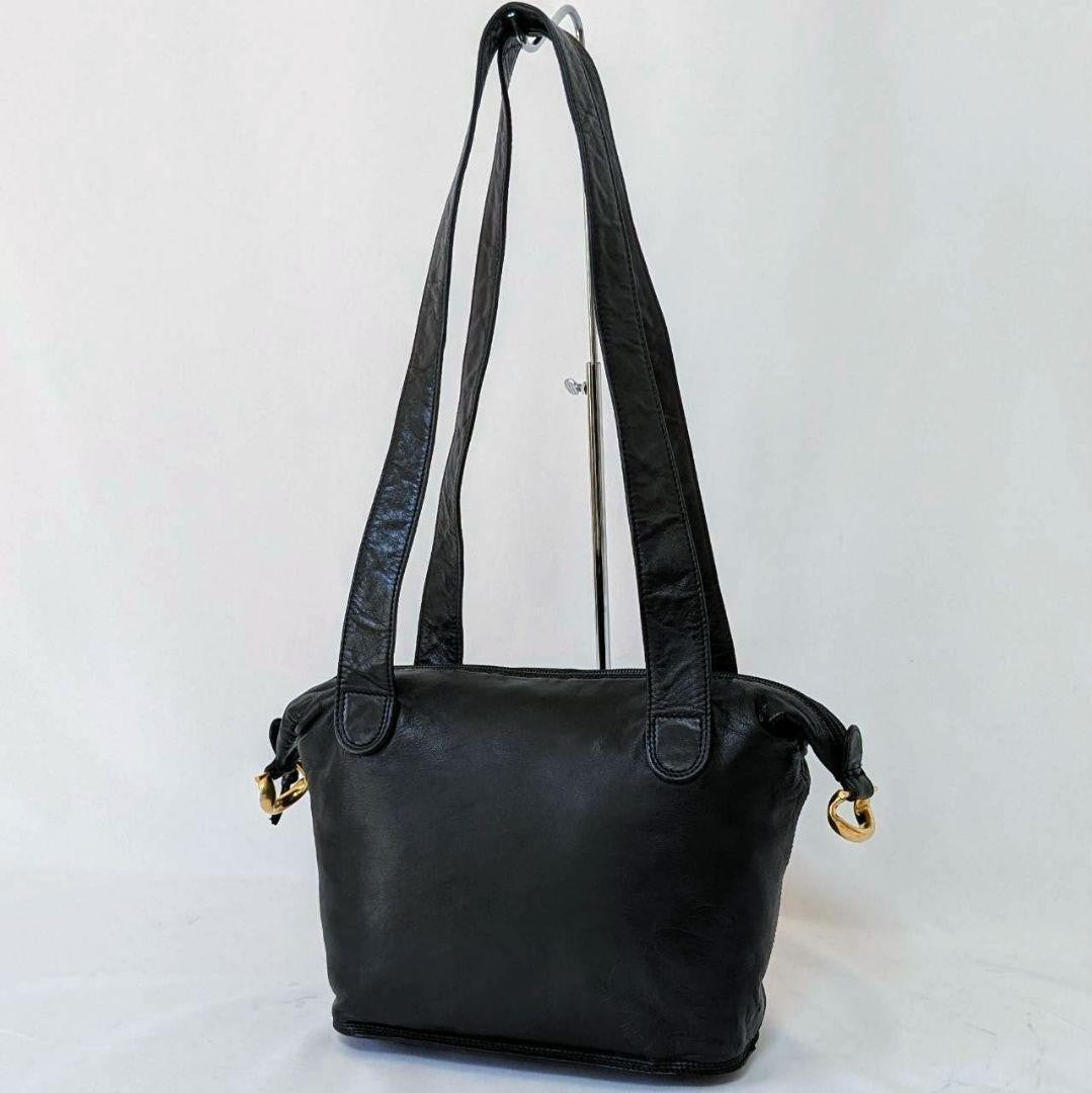 LOEWE Shoulder Bag Purse Anagram Leather Black Authentic
