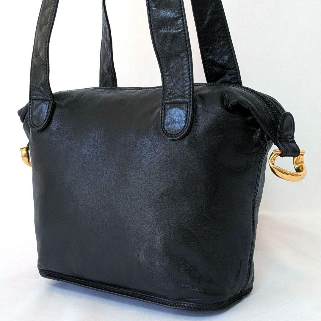 LOEWE Shoulder Bag Purse Anagram Leather Black Authentic
