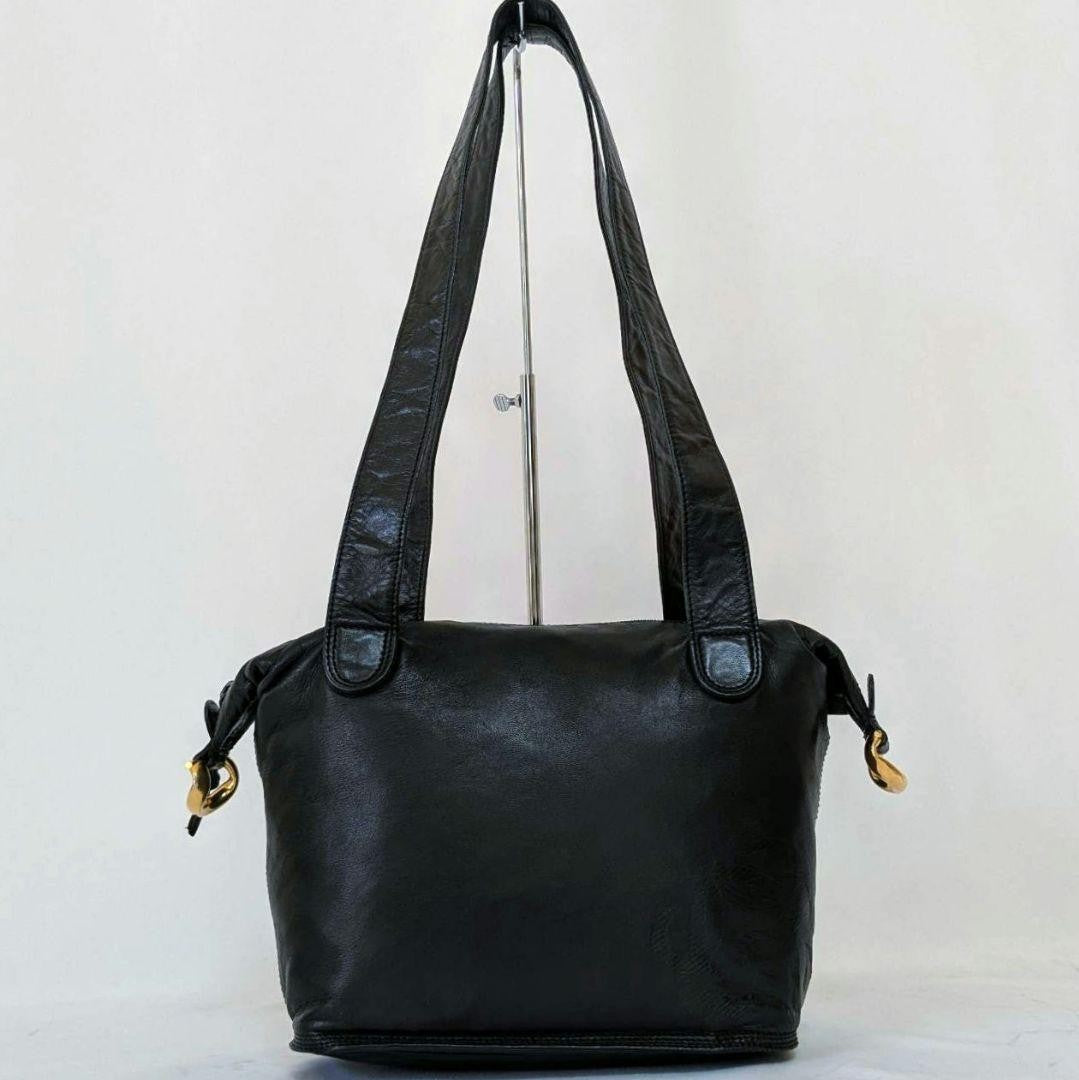 LOEWE Shoulder Bag Purse Anagram Leather Black Authentic