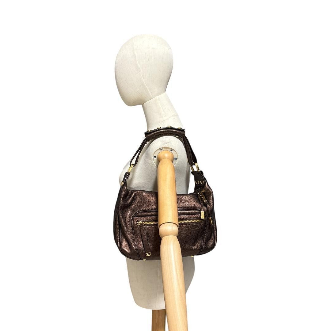 TOD'S Shoulder Bag Purse Leather Brown Authentic