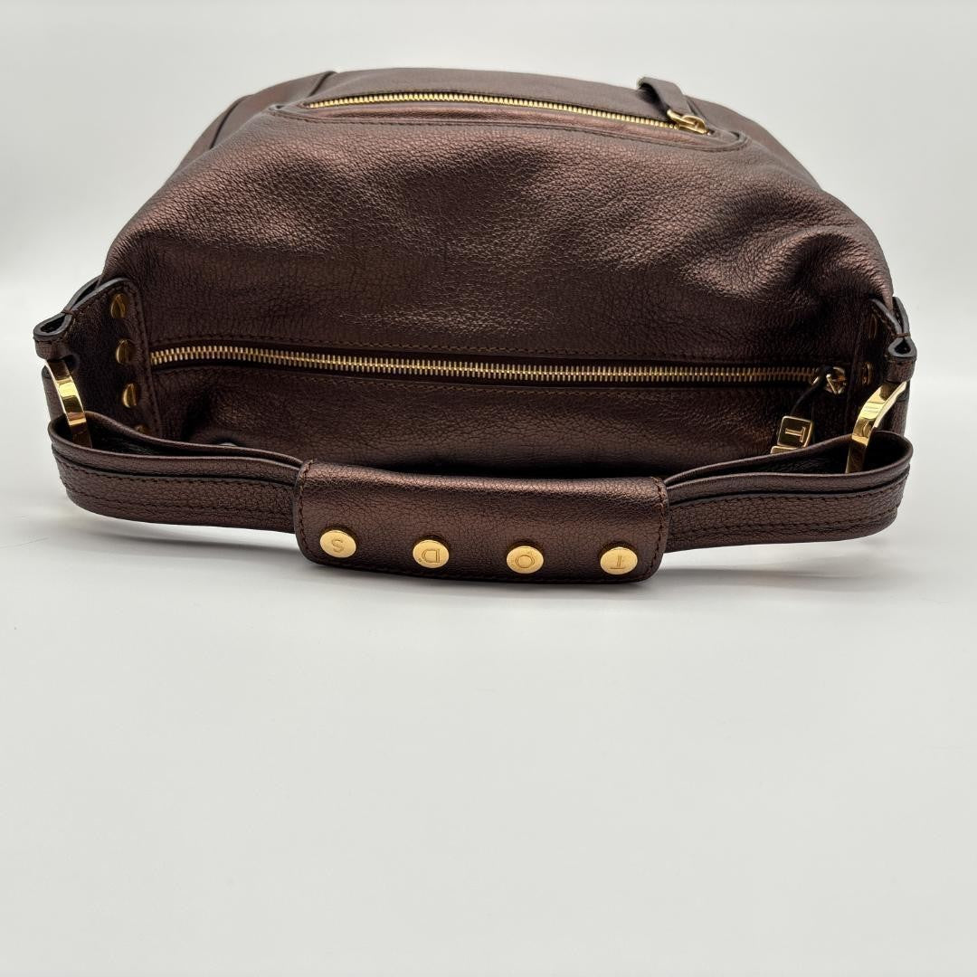 TOD'S Shoulder Bag Purse Leather Brown Authentic