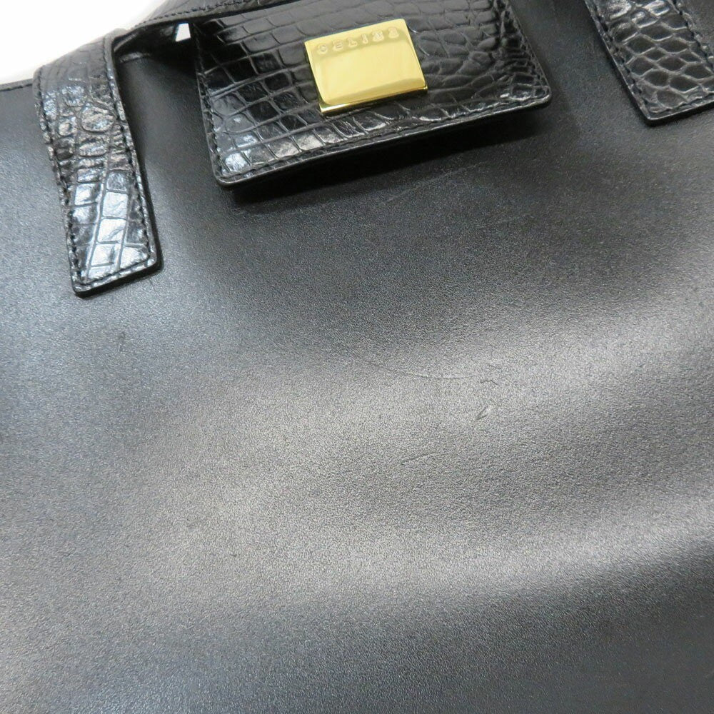 CELINE handbag Purse Black Gold Leather Authentic Used Women's