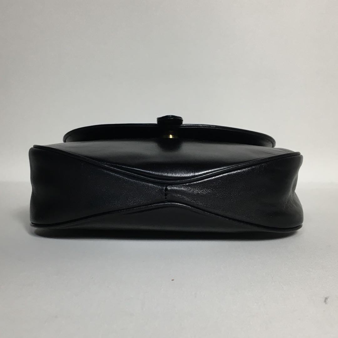 Christian Dior Shoulder Bag Purse CD Leather Black Authentic