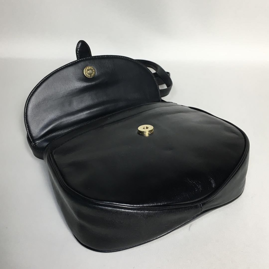 Christian Dior Shoulder Bag Purse CD Leather Black Authentic