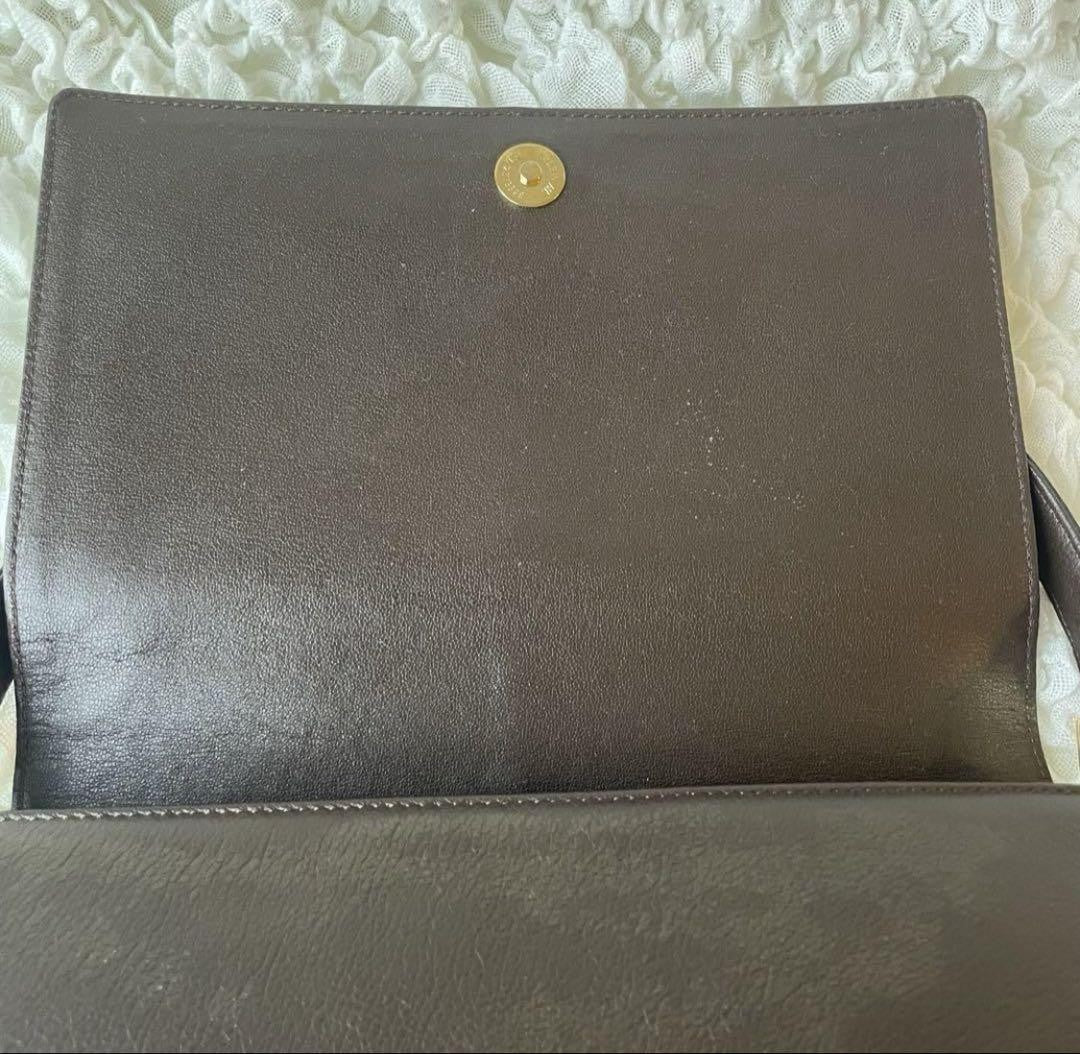 BURBERRY Shoulder Bag Purse Nova Check Leather Dark Brown Authentic