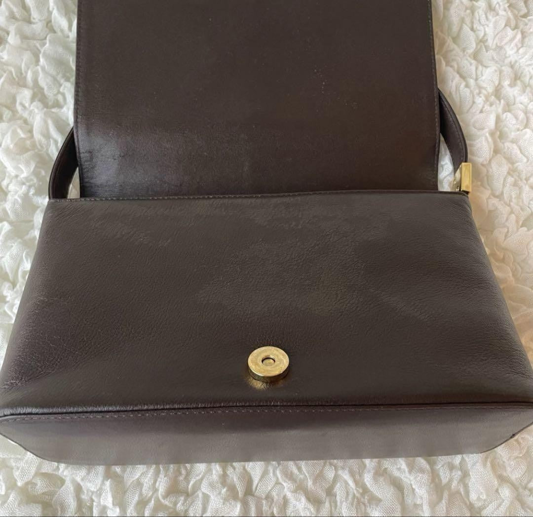 BURBERRY Shoulder Bag Purse Nova Check Leather Dark Brown Authentic